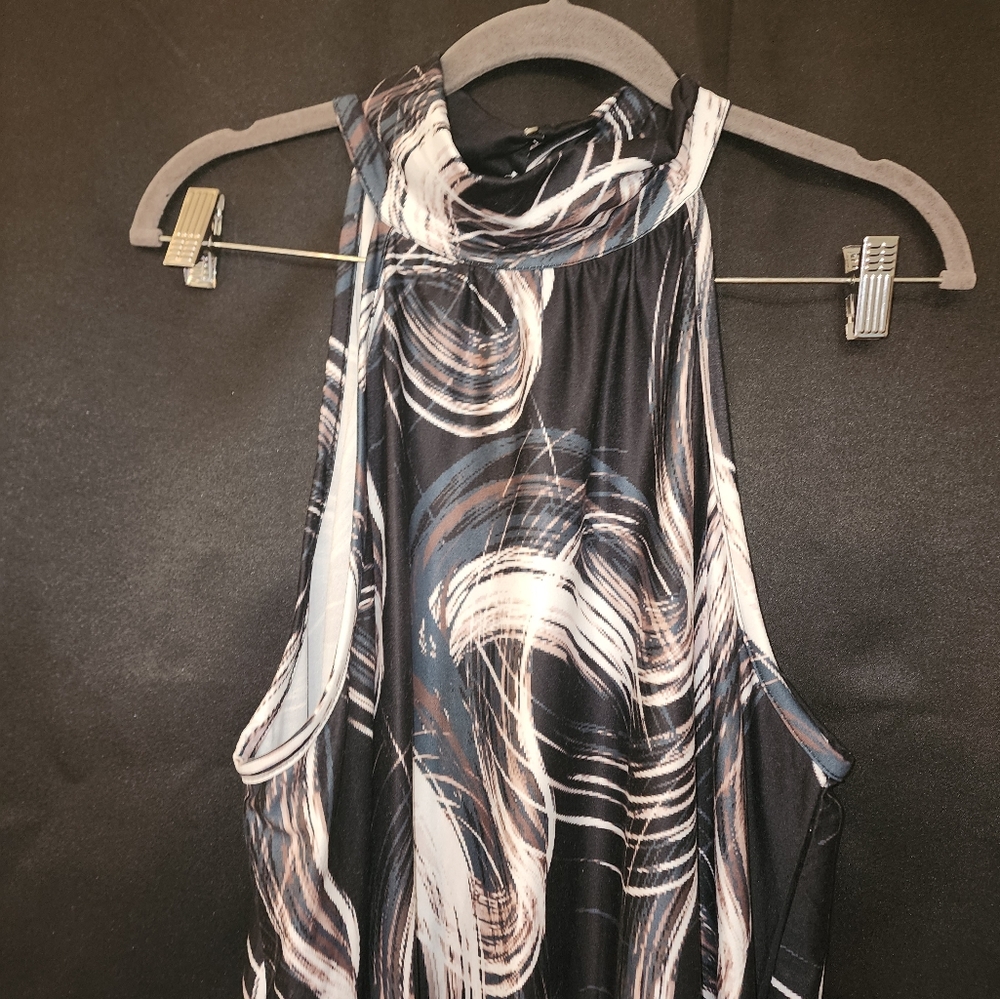 LOVEU.DEAR Black & White Swirl Design Women's  Halter Dress XL